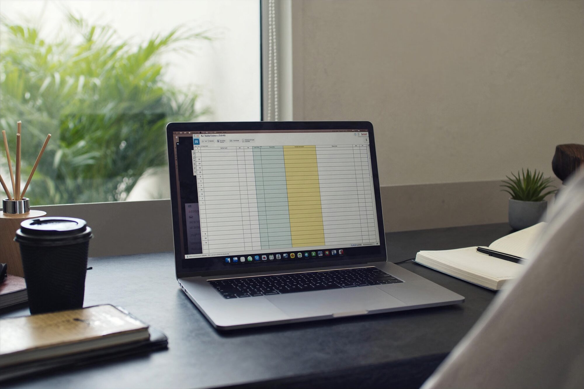 A new property manager setting up a rent roll at a laptop